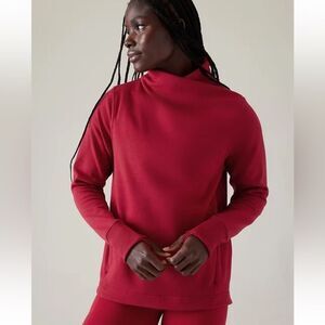 ATHLETA COZY KARMA TWIST NECK SWEATSHIRT CLOVER BERRY XS